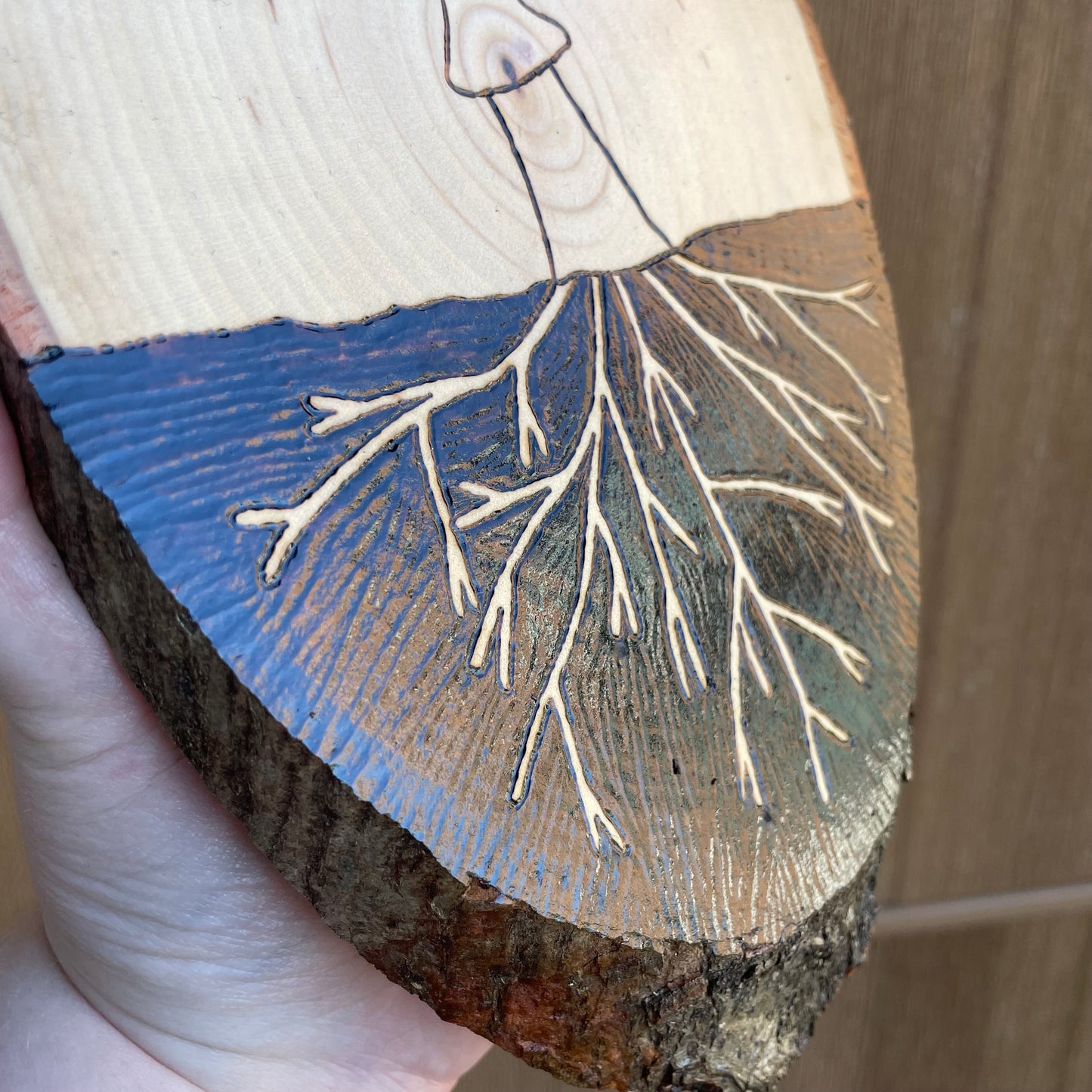 Wood Burned Mushroom Wall Hanging