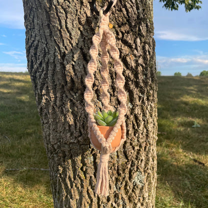 Macrame Mini Plant Hanger with Faux Succulent