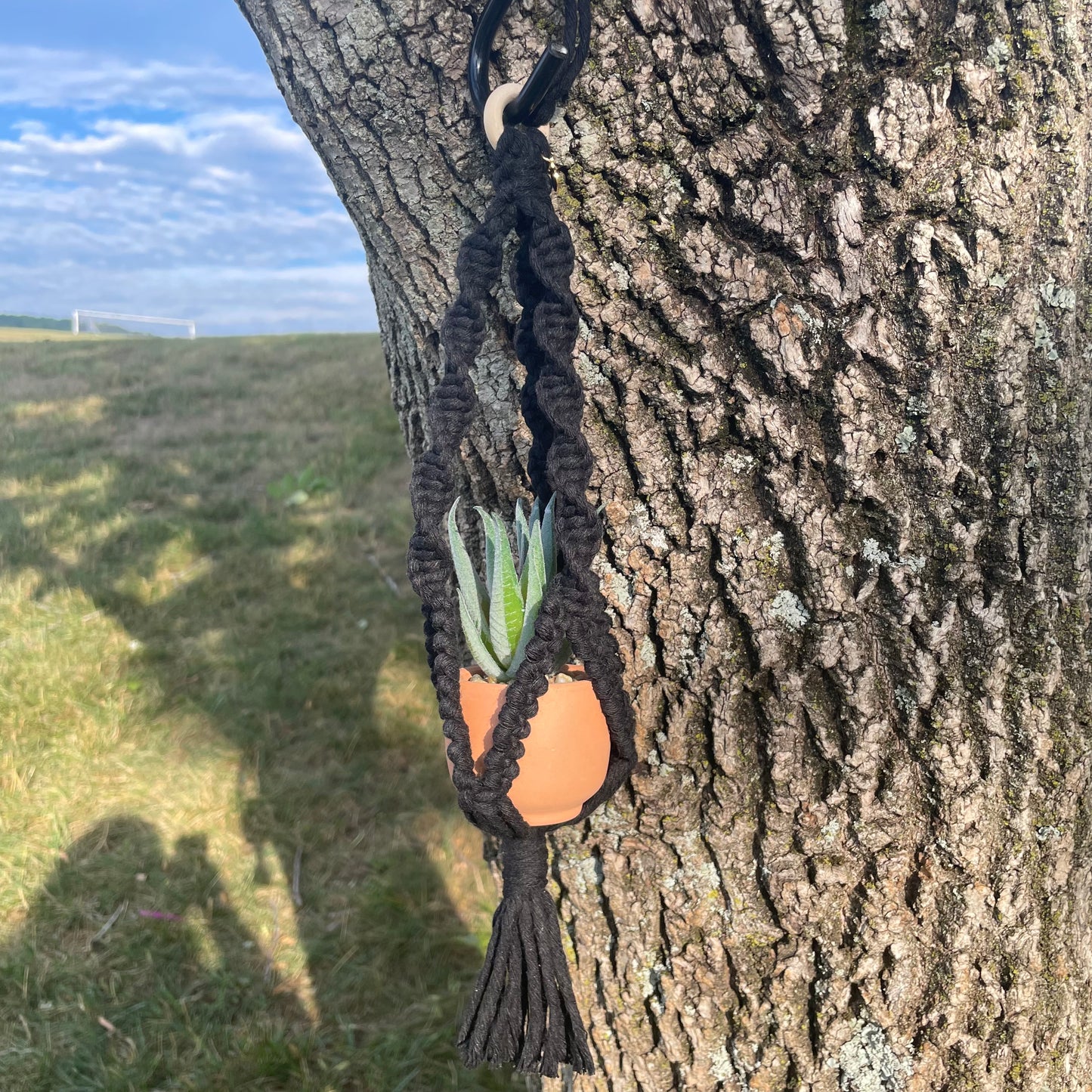 Macrame Mini Plant Hanger with Faux Succulent