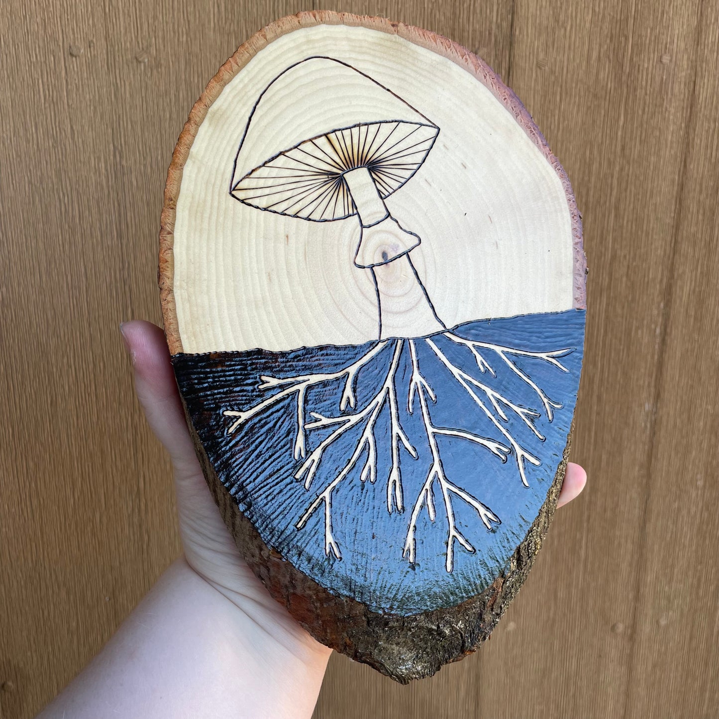 Wood Burned Mushroom Wall Hanging