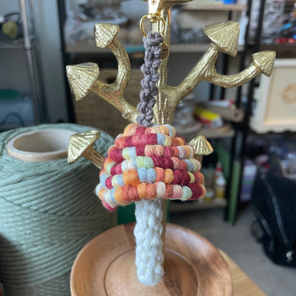 Macrame Mushroom Keychain