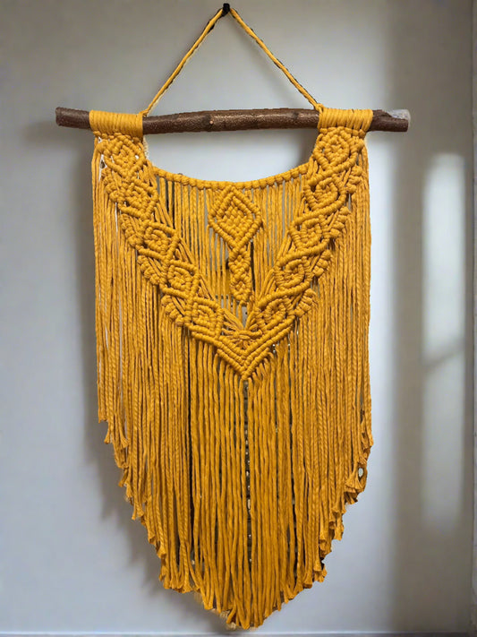 Large Yellow Macrame Wall Hanging