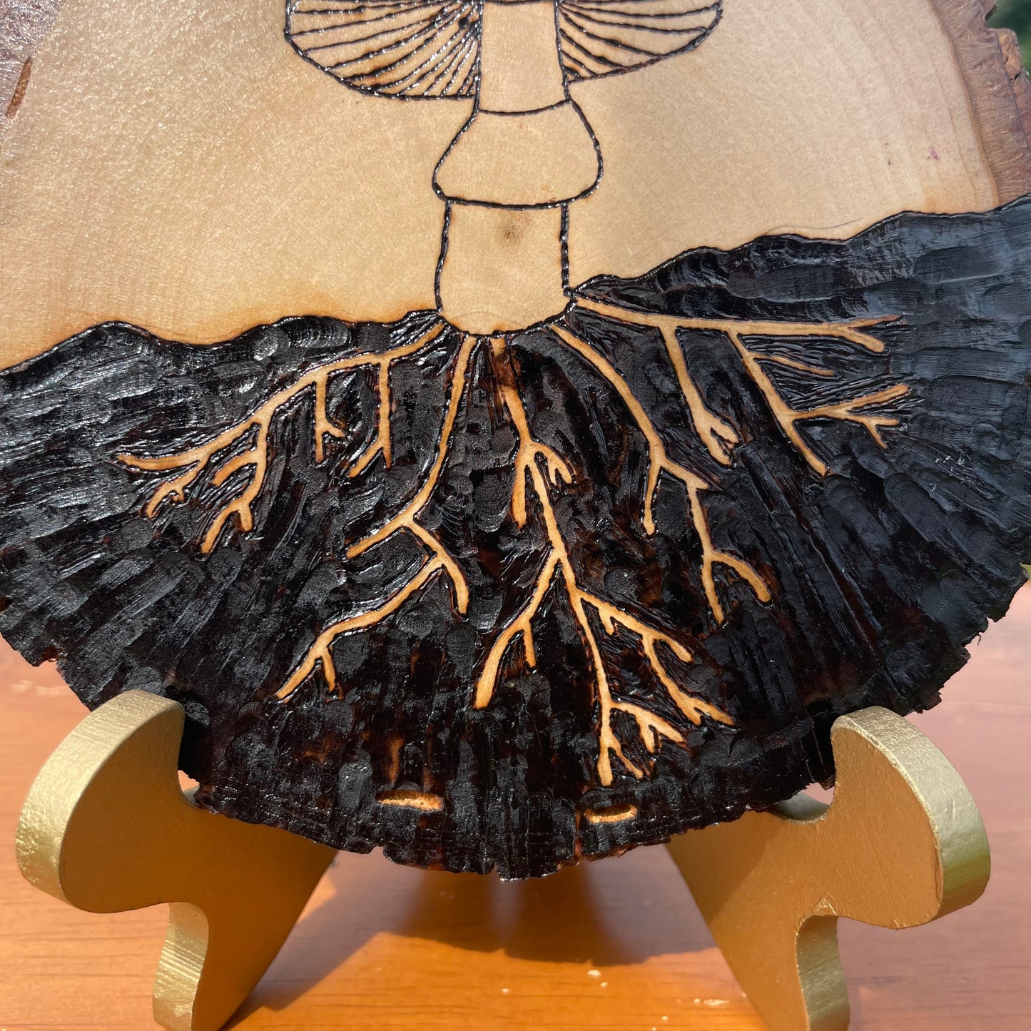 Wood Burned Mushroom