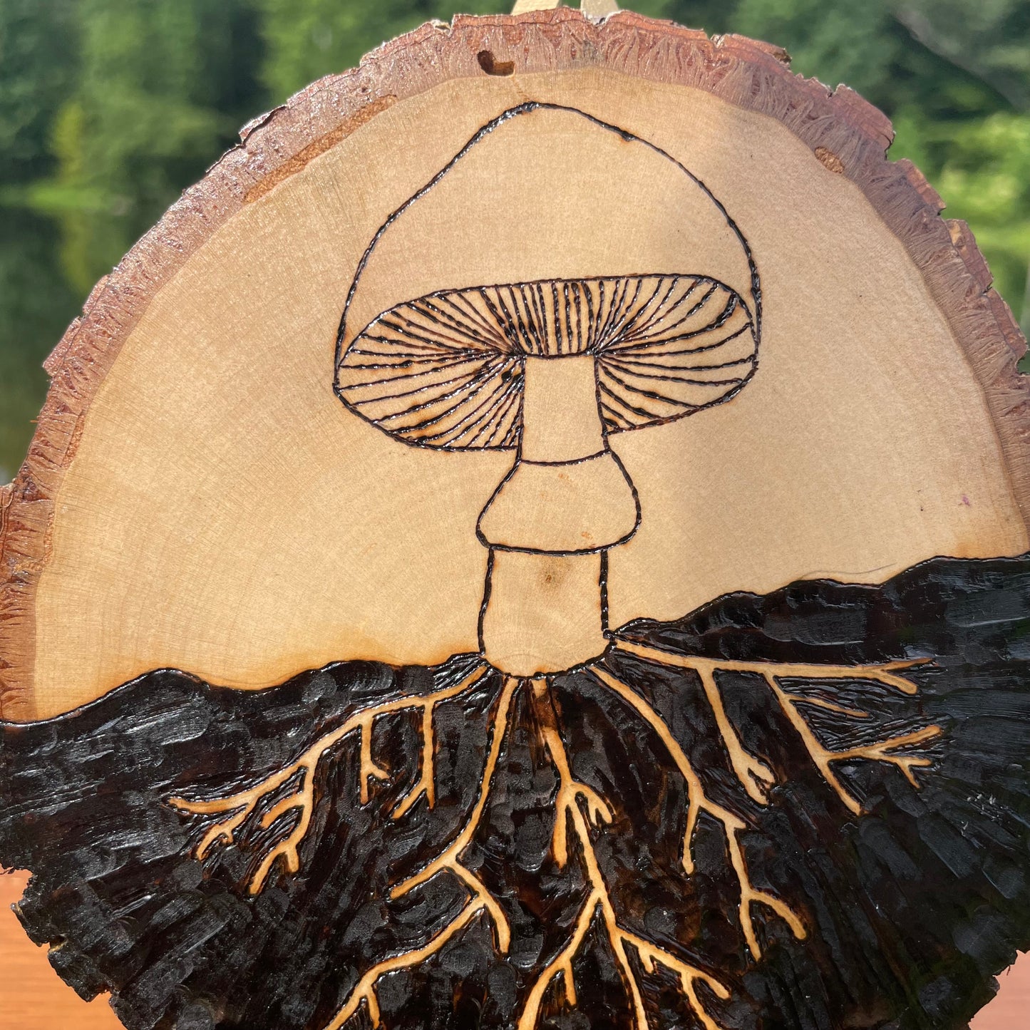 Wood Burned Mushroom