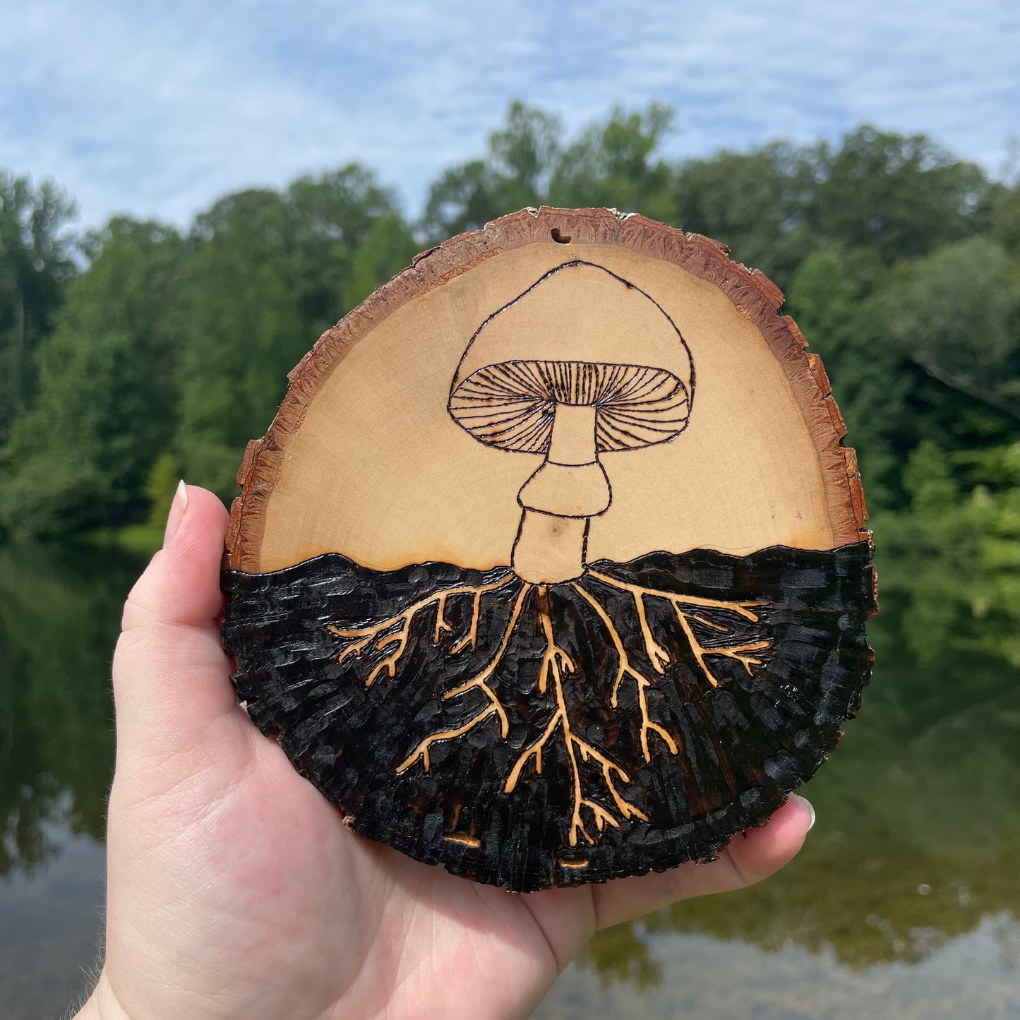 Wood Burned Mushroom