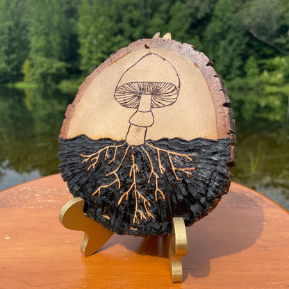 Wood Burned Mushroom