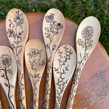 Wood Burned Wooden Spoons