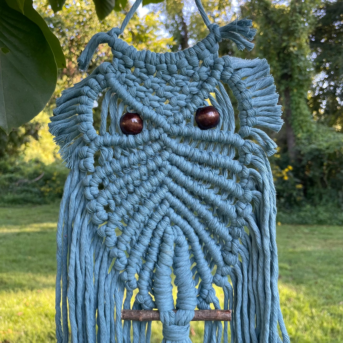 Macrame Blue Owl Wall Hanging