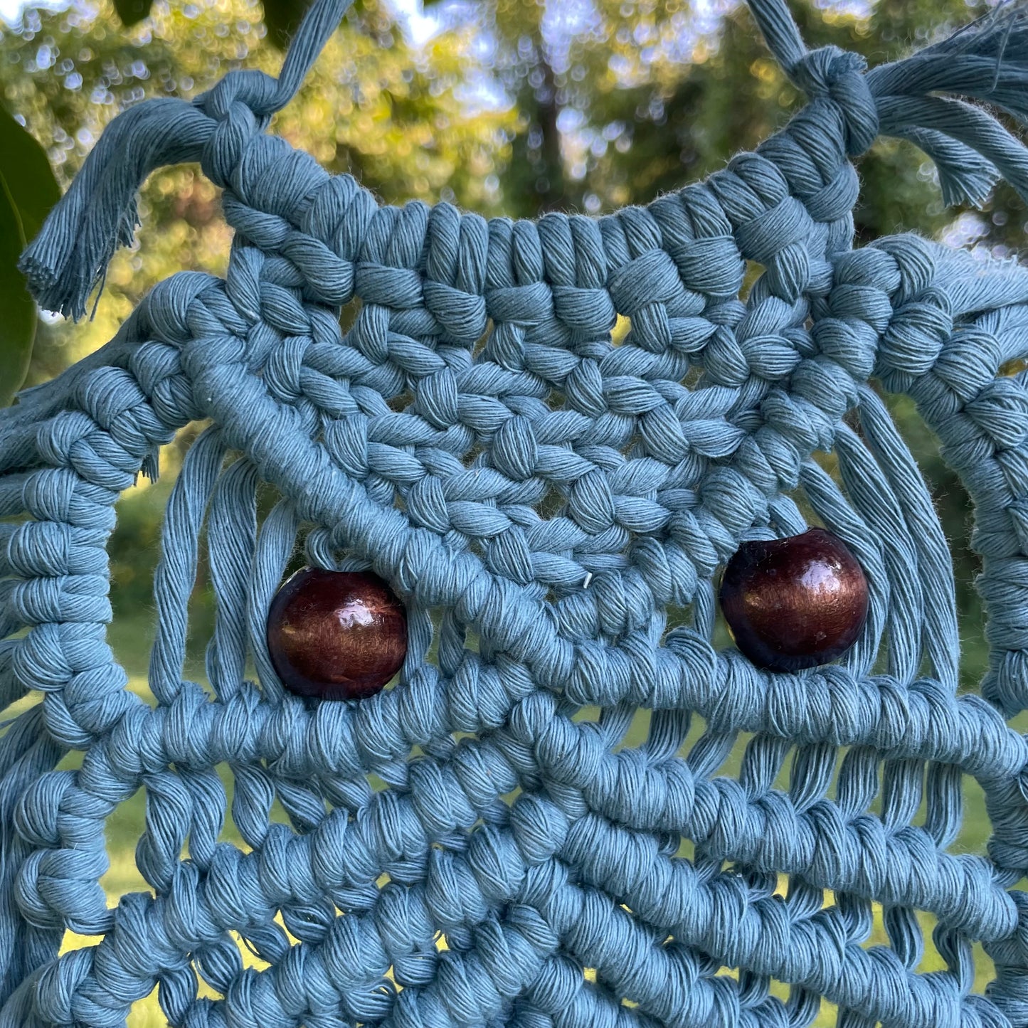 Macrame Blue Owl Wall Hanging