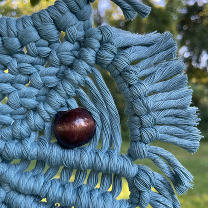 Macrame Blue Owl Wall Hanging