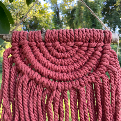 Macrame Burnt Orange Semicircle Wall Hanging