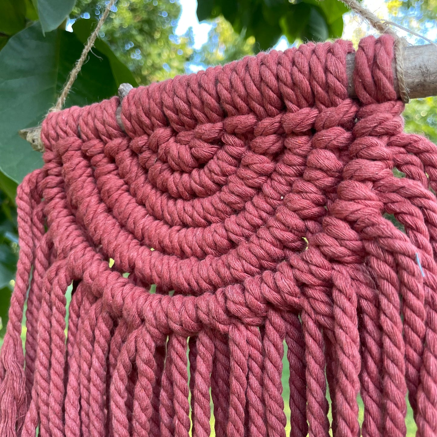 Macrame Burnt Orange Semicircle Wall Hanging