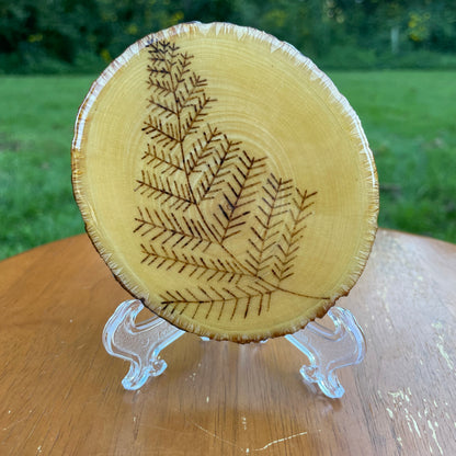 Wood Burned Fern Coaster