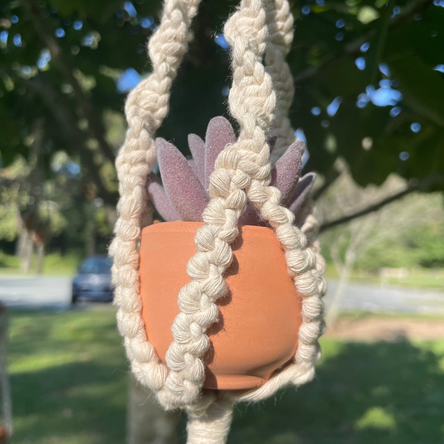 Macrame Mini Plant Hanger with Faux Succulent