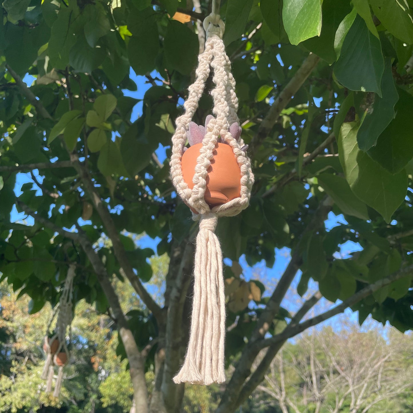 Macrame Mini Plant Hanger with Faux Succulent