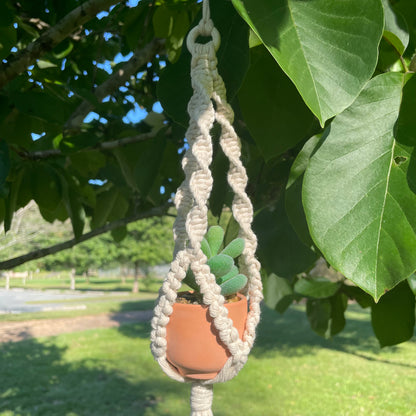 Macrame Mini Plant Hanger with Faux Succulent