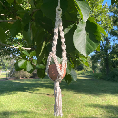 Macrame Mini Plant Hanger with Faux Succulent