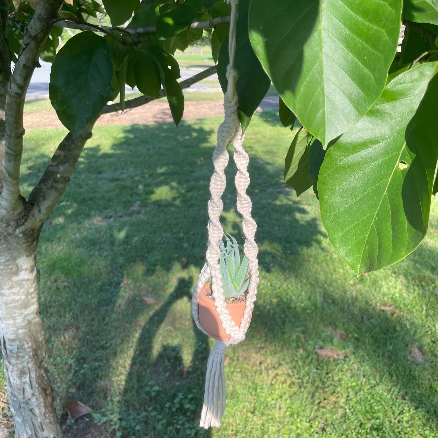 Macrame Mini Plant Hanger with Faux Succulent