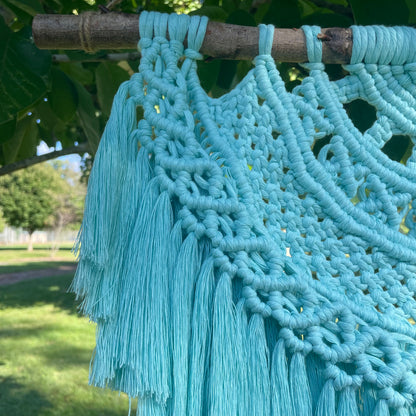 Macrame Half Mandala Blue Wall Hanging