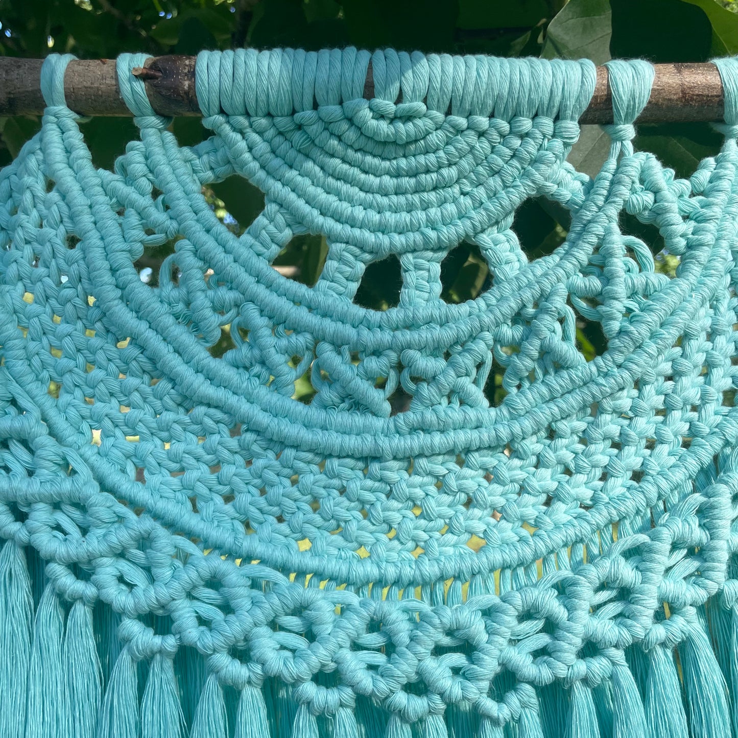 Macrame Half Mandala Blue Wall Hanging