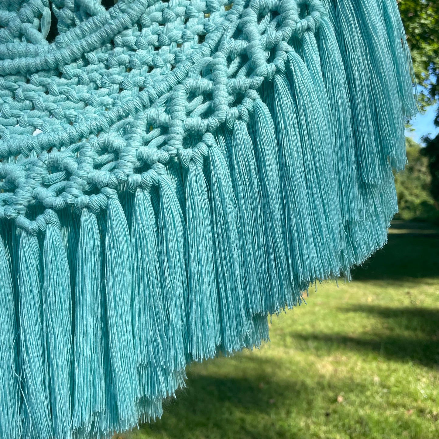 Macrame Half Mandala Blue Wall Hanging