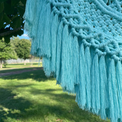 Macrame Half Mandala Blue Wall Hanging