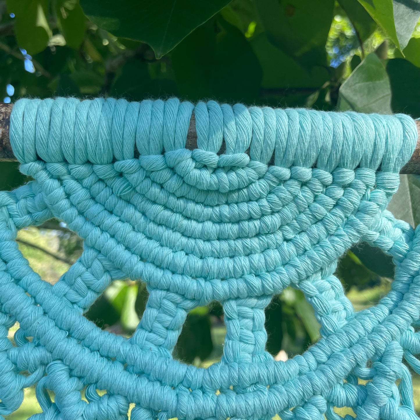 Macrame Half Mandala Blue Wall Hanging