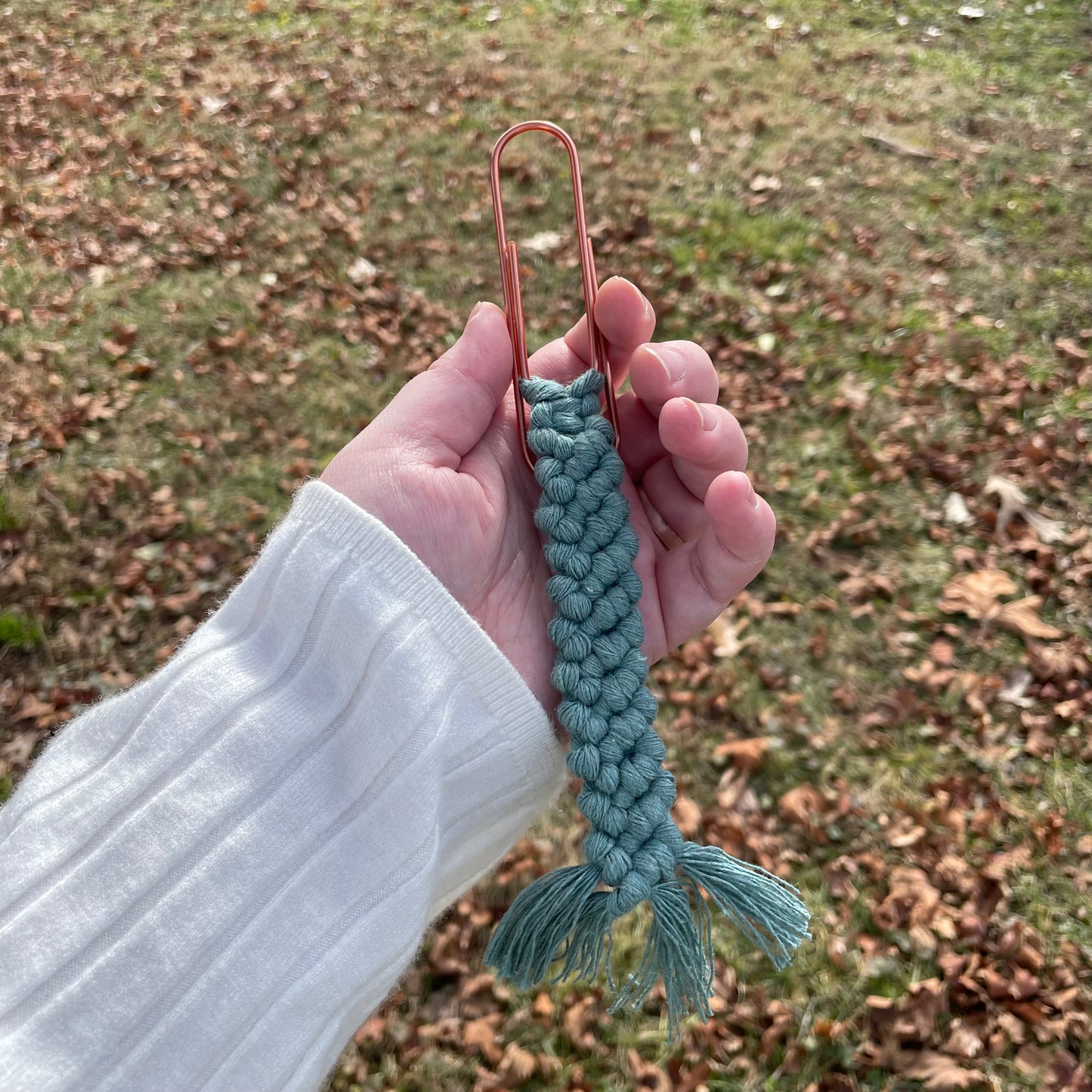 Oversized Paperclip Macrame Bookmark