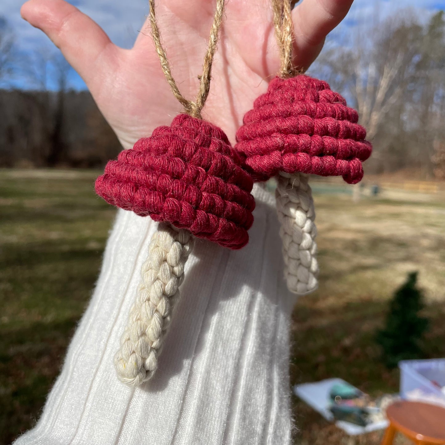 Macrame Mushroom Wall Hanging/Car Hanger/Christmas Ornament