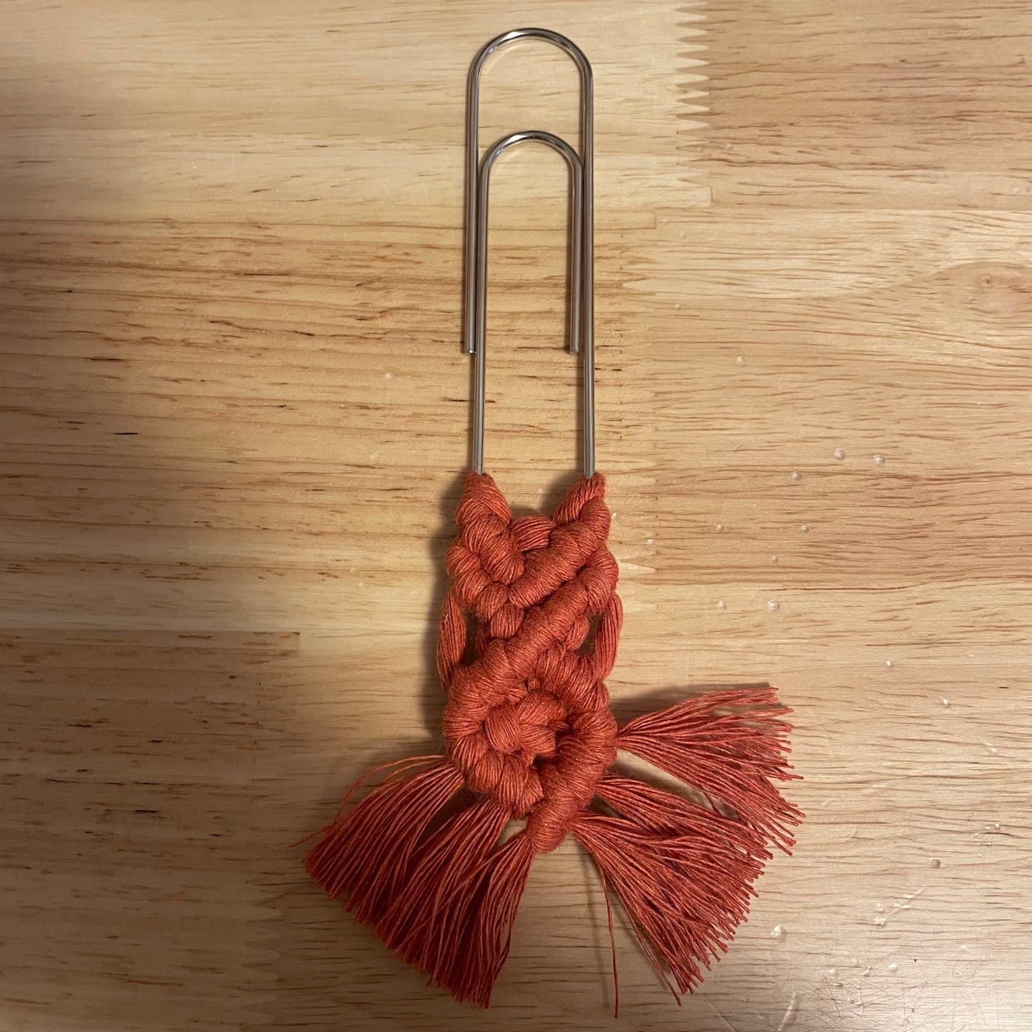 Oversized Paperclip Macrame Bookmark