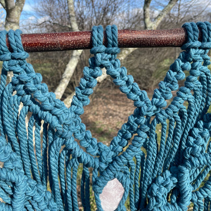 Macrame Wall Hanging with Rose Quartz Crystal