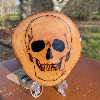 Wood Burned Skull Coaster