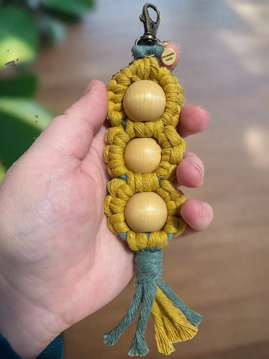 Macrame Beaded Flower Keychain