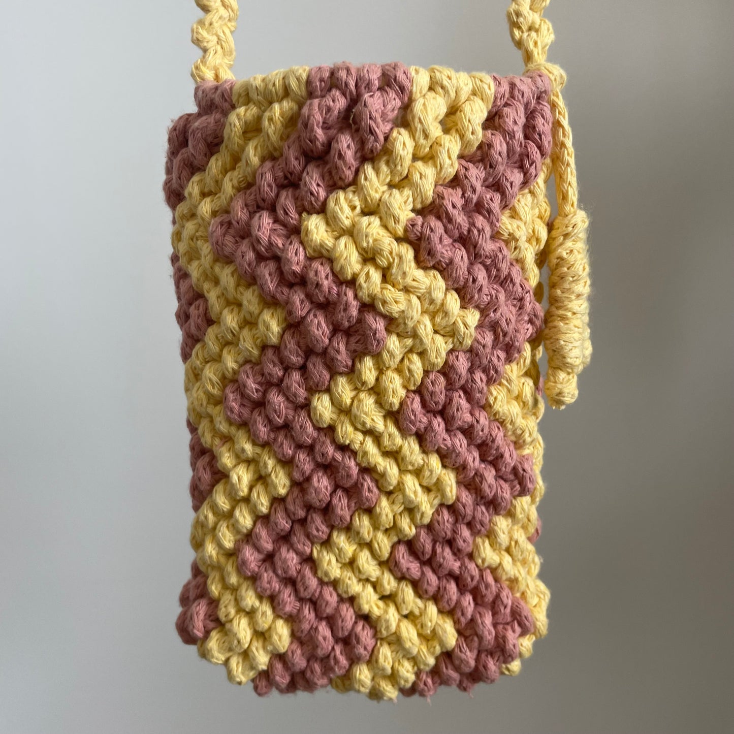 Yellow and Mauve Zigzag Macrame Bag