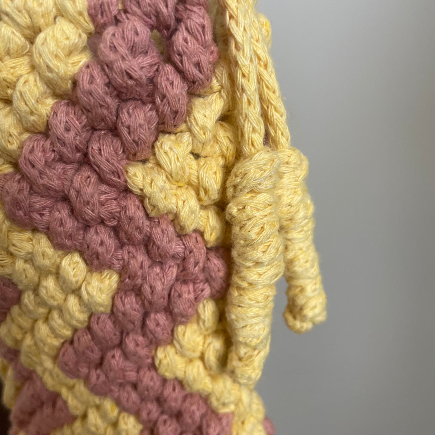 Yellow and Mauve Zigzag Macrame Bag