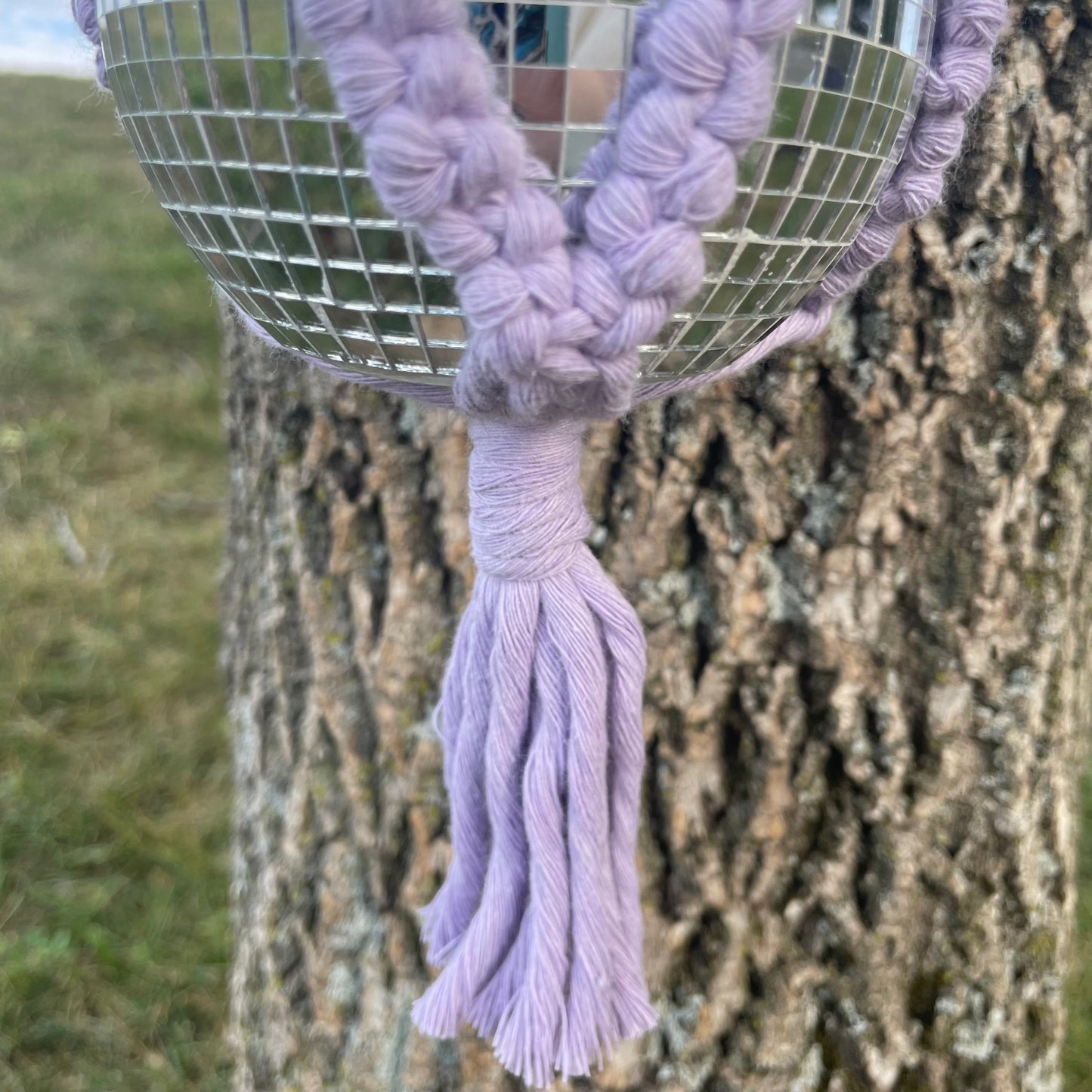 Macrame Plant Hanger with Disco Ball Planter