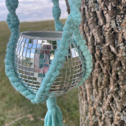 Macrame Plant Hanger with Disco Ball Planter