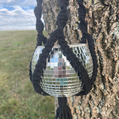 Macrame Plant Hanger with Disco Ball Planter