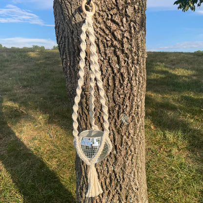 Macrame Plant Hanger with Disco Ball Planter