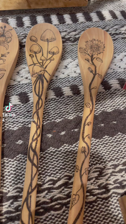 Wood Burned Wooden Spoons