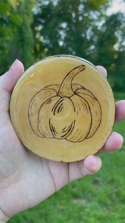 Wood Burned Pumpkin Coaster