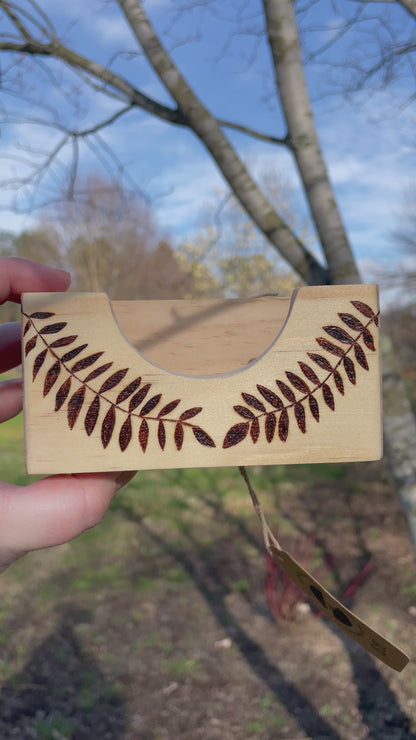 Wood Burned Flowers Coaster Set