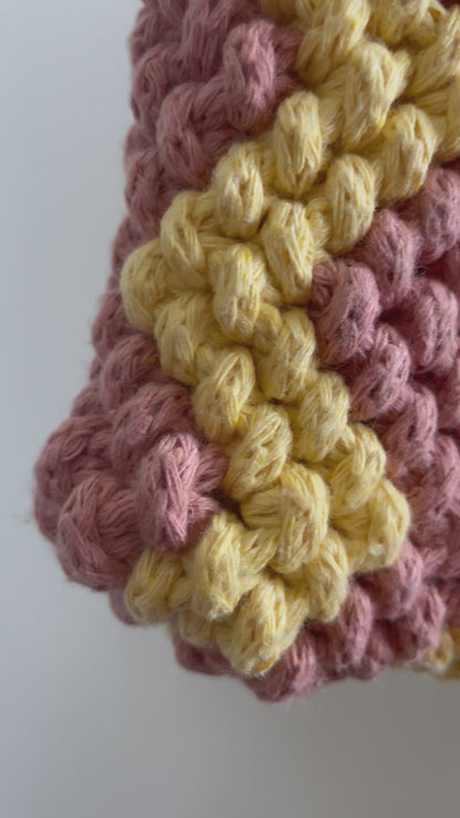 Yellow and Mauve Zigzag Macrame Bag